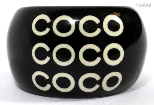 CHANEL BLACK 'COCO' RING, AS IS