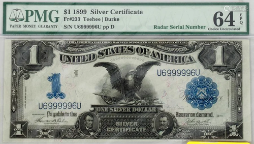 U.S. CERTIFIED $1.DOLLAR 1899 SILVER …