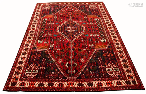 PERSIAN, SHIRAZ WOOL RUG, W 5' 7