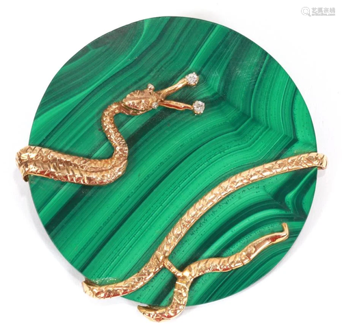 18KT GOLD, DIAMOND & MALACHITE …