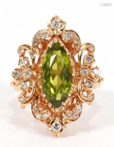 PERIDOT, & DIAMOND, 14KT YELLOW…