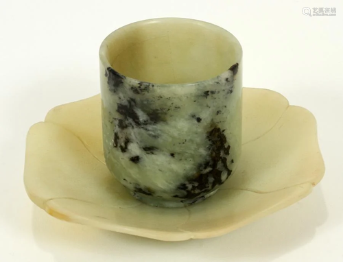 CHINESE GREEN / BLACK JADE SAKI-CUP