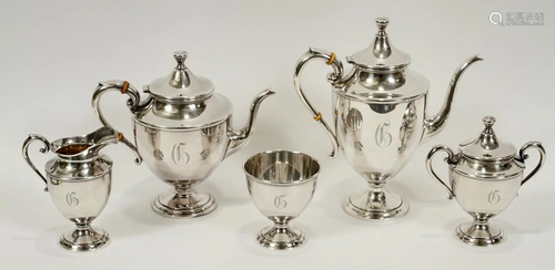 PREISNER SILVER CO. STERLING TEA SET, 5 …