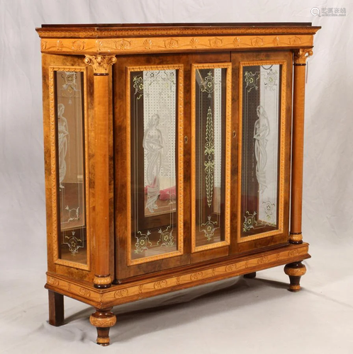 CLASSICAL STYLE WALNUT, VITRINE