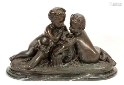 UNSIGNED BRONZE, TWO CHILDREN…