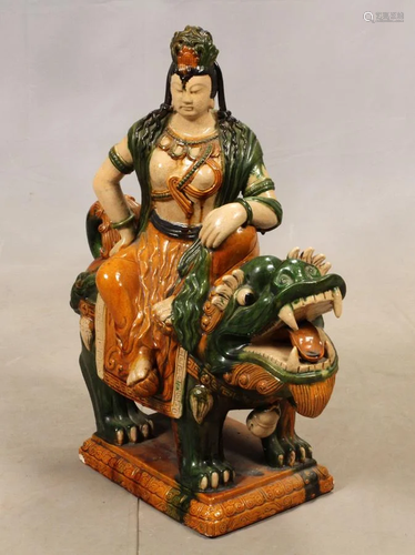 CHINESE SANCAI POTTERY QUAN YIN ON …