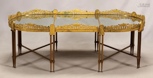 FRENCH GILT BRONZE & GLASS TABLE