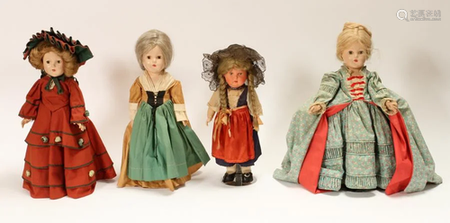 EFFANBEE, LADY DOLLS, 4 PCS H 14' - 15