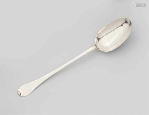 A silver dumpling spoonEgg-shaped bowl with tapering handle. L 37 cm, weight 213 g. Berlin,