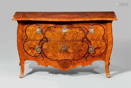 A chest of drawers attributed to the Gebrüder SpindlerWalnut, kingwood, maple, and coloured wood