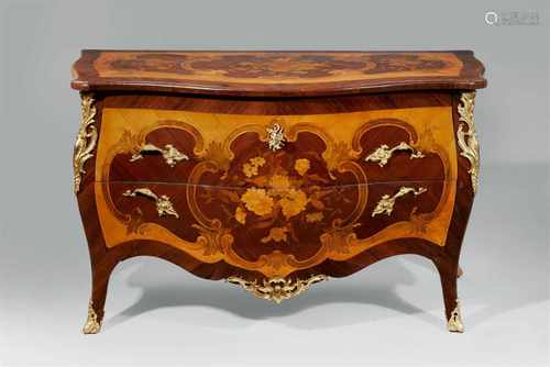 A chest of drawers attributed to the Gebrüder SpindlerKingwood, rosewood, maple, and coloured wood