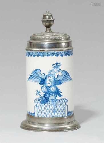 A Berlin faience tankard with the Prussian eagleDecorated with a crowned eagle holding the sceptre