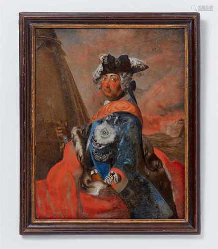 A reverse glass portrait of Friedrich IIPortrait in oils of the King in a Prussian Garde du Corps