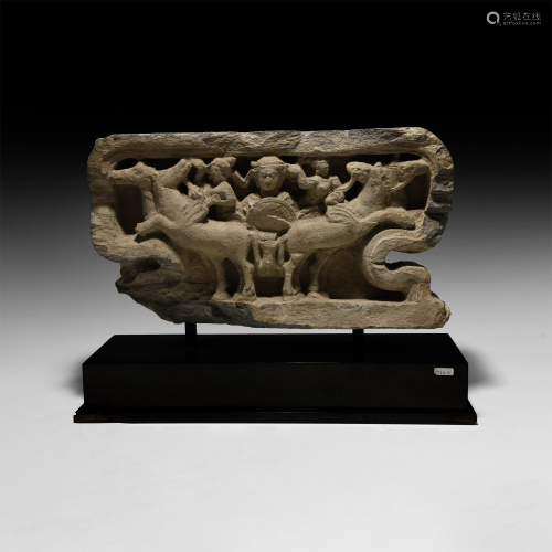 Gandharan Frieze Section with Facing Quad…