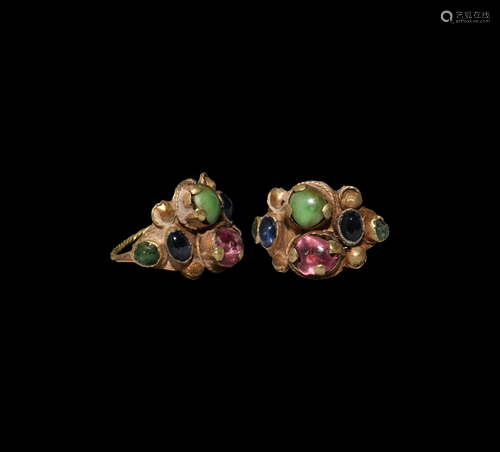 Medieval Gold Ring with Gemstone Cluster