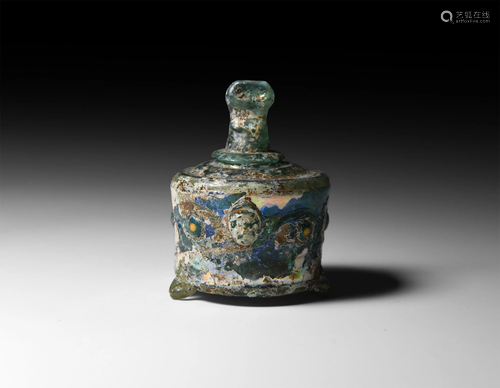 Roman Glass Pyxis with Lid