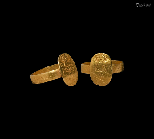 Byzantine Gold Ring with Pentagram and Bust