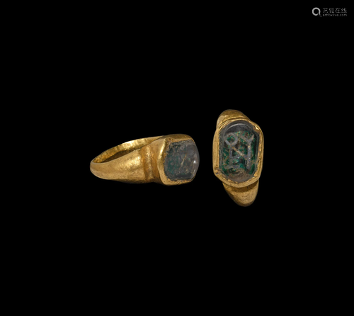 Byzantine Gold Ring with Monogram Gemstone