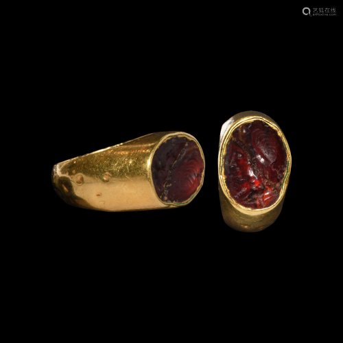 Roman Isis Gemstone in Gold Ring