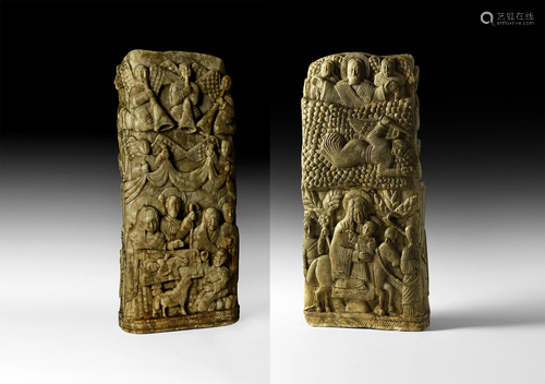 Christian Carved Stele with Religious Scenes