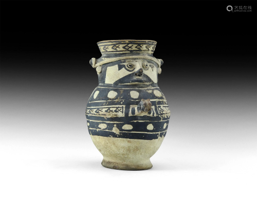 Pre-Columbian Chancay Painted Face Vessel