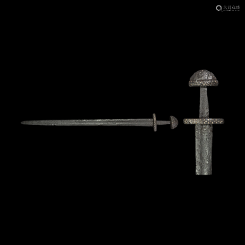 Viking Sword with Silver Inlaid Hilt