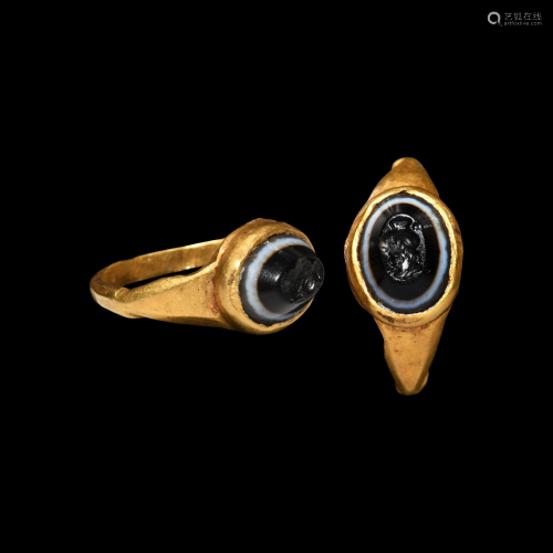 Roman Gold Ring with Serapis Gemstone