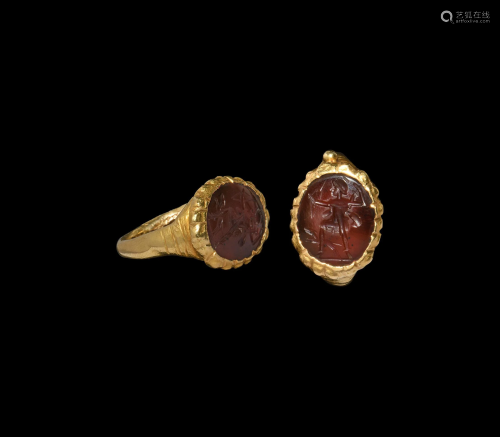 Eastern Roman Gold Ring with Diana Gemstone