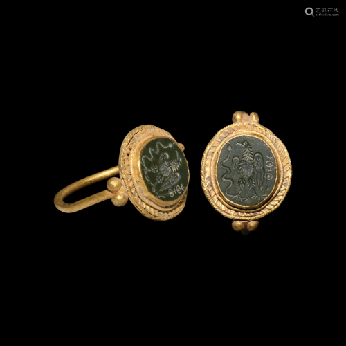 Roman Gold Ring with Eagle Gemstone