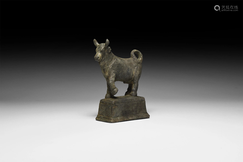 Roman Bull on Stand Statuette