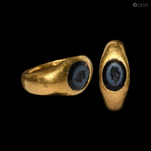 Roman Gold Ring with Rhea-Cybele Gemstone