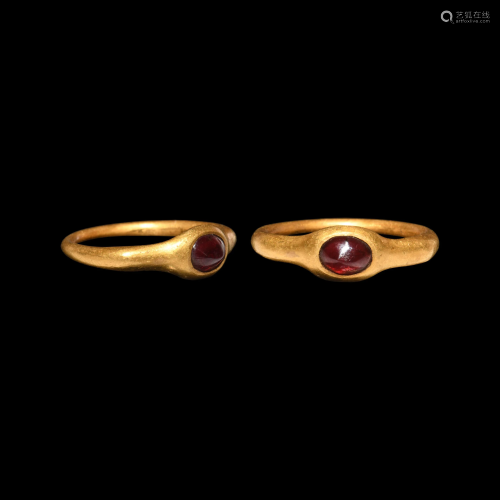 Roman Gold Ring with Garnet Gemstone