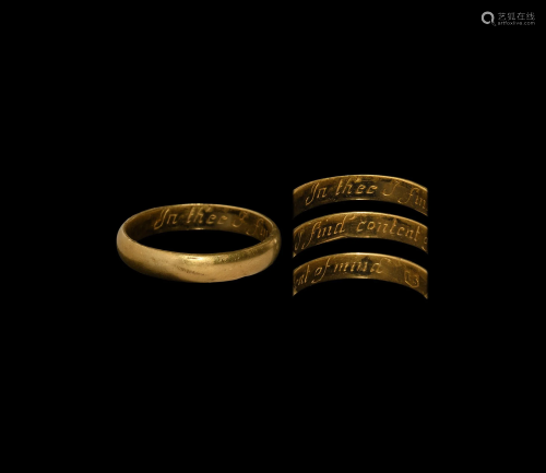 Gold 'In Thee I Find Content of Mind' Posy Ring