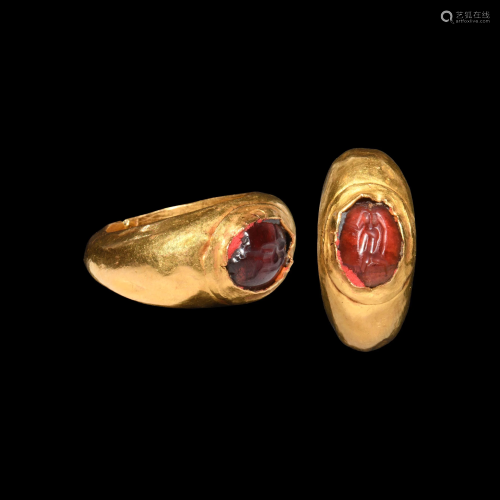 Roman Gold Ring with Mercury Gemstone