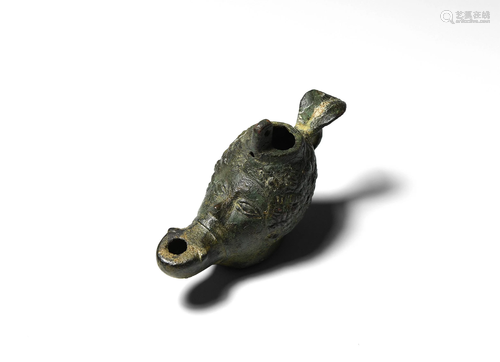 Roman African Head Oil Lamp