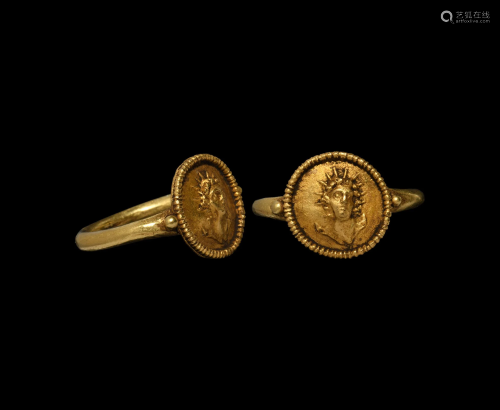 Roman Gold Ring with Bust of Sol