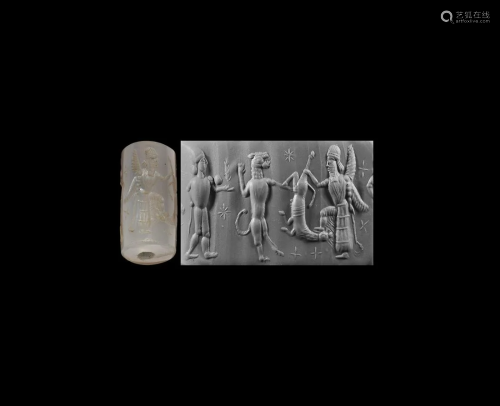 Neo-Babylonian Cylinder Seal with Contest…