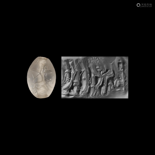 Neo-Babylonian Bead Seal with Deities Ni…