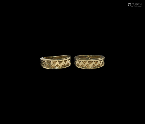 Viking Gold Ring with Stamped Triangles