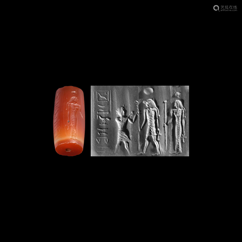 Aegypto-Phoenician Cylinder Seal with Worshi…