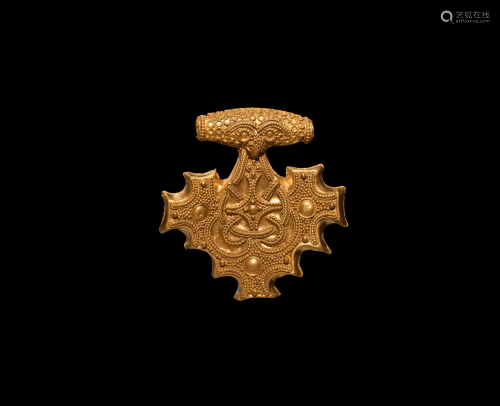 Viking Gold Triple Cross Pendant