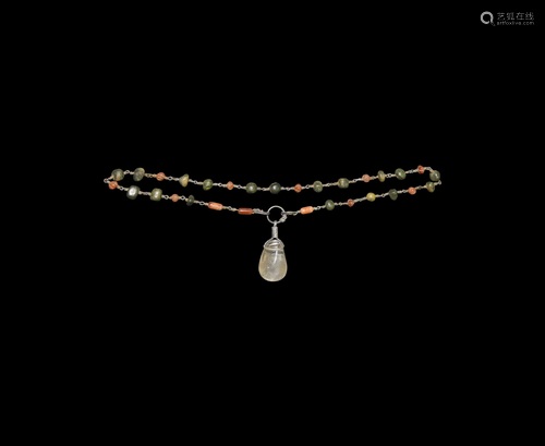 Viking Silver Chain, Bead Necklace, Crystal Pe…