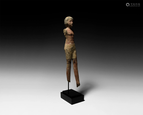 Large Egyptian Wooden Striding Figure