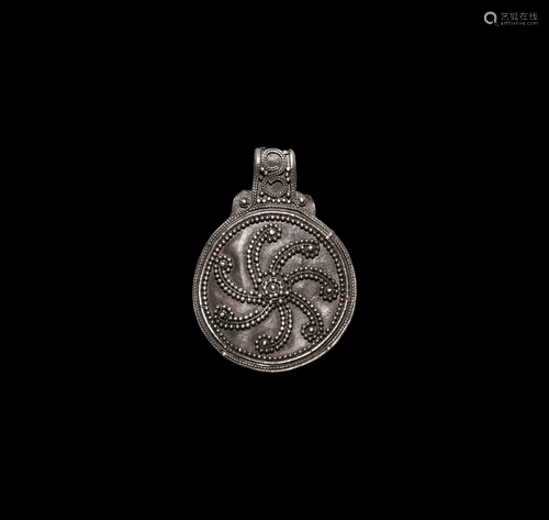 Viking Silver Filigree Radiating Sun Pendant