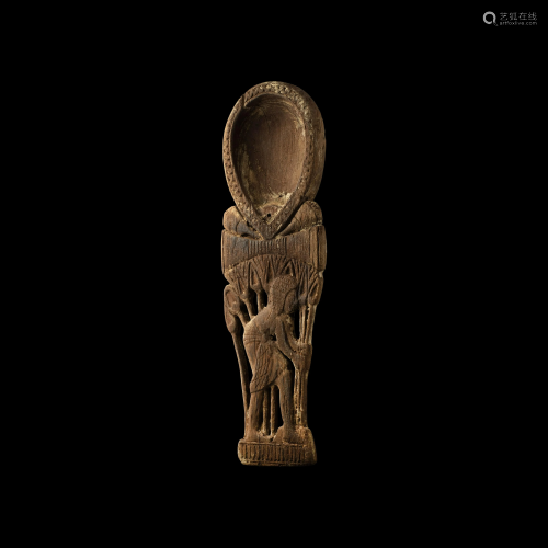 Egyptian Wooden Spoon with Figures