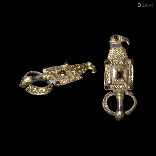 Ostrogothic Gilt Silver Buckle, Eagle-Heade…