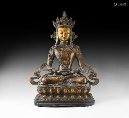 Large Tibetan Gilt Sitting Arya Tara Figure