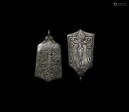 Viking Bifacial Pendant with Entwined Cr…