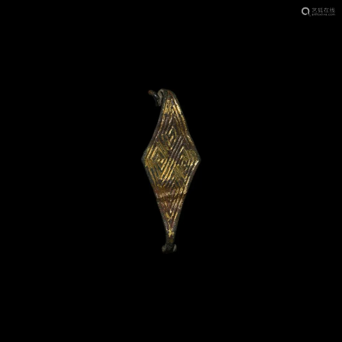 Anglo-Saxon Gilt Lozenge-Shaped Brooch