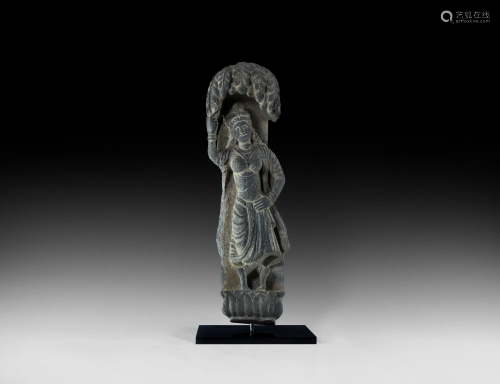 Gandharan Hariti Figure Under Canopy